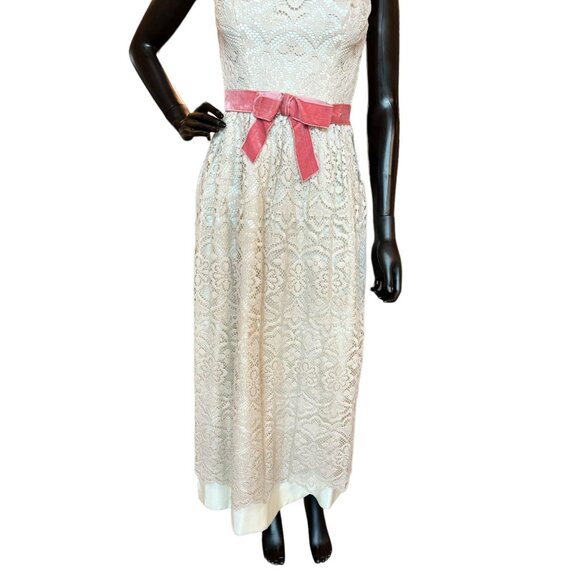 Vintage 60s Cream Cotton Lace Sheath Dress - Picture 3 of 6